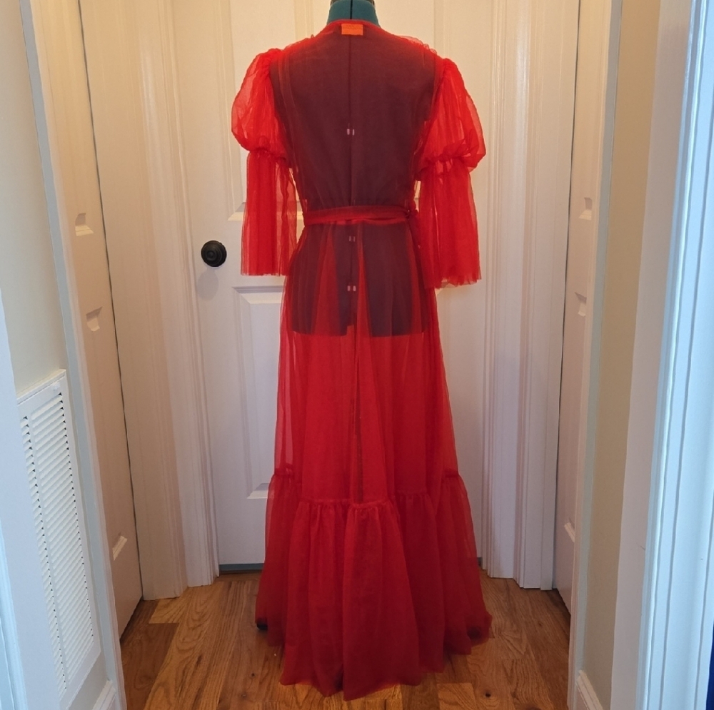 Chic Red Sheer Robe - Picture 3 of 5